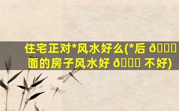 住宅正对*
风水好么(*
后 🐈 面的房子风水好 💐 不好)